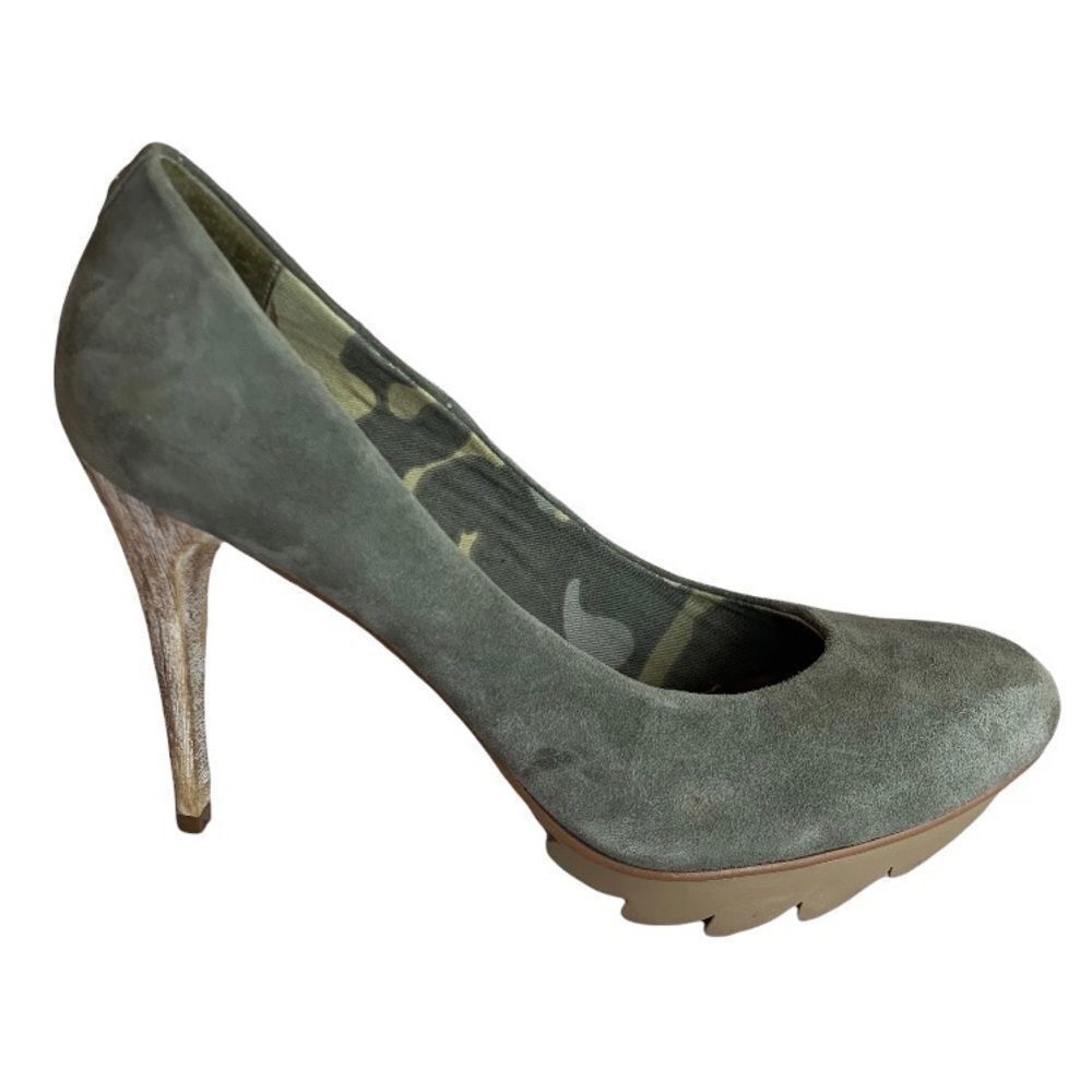 Virgem Madre Olive Green Suede Leather Sexy Stiletto Heels  [size 10B]